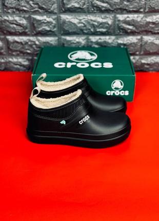 Галоши зимные crocs чёрные на меху1 фото