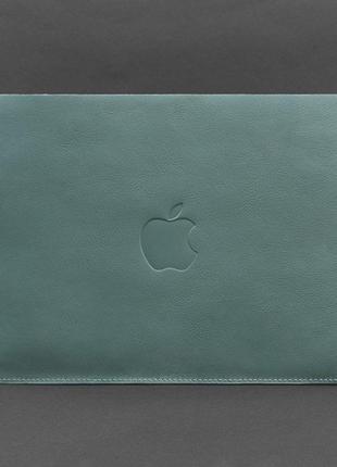 Чехол из натуральной кожи для macbook 13 дюйм бирюзовый3 фото