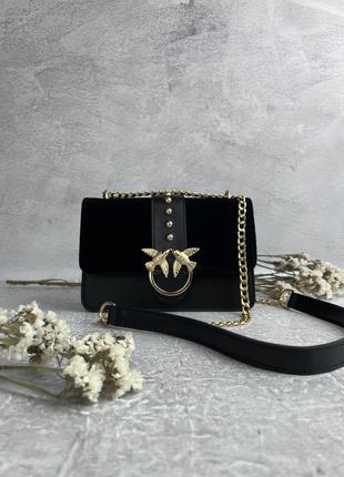 Сумка замшевая женская pinko черная женская кожаная сумочка на цепочке в подарочной упаковке1 фото