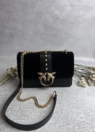 Сумка замшевая женская pinko черная женская кожаная сумочка на цепочке в подарочной упаковке4 фото