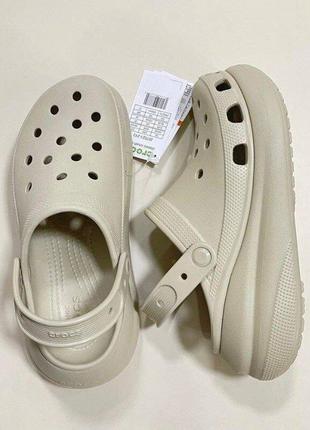 Крокс класік платформ краш клог бежеві crocs classic crush clog platform bone7 фото