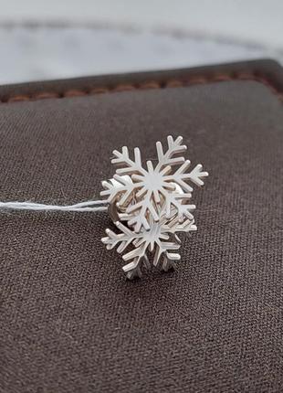 Сережки гвоздики срібні сніжинки без каменів2 фото