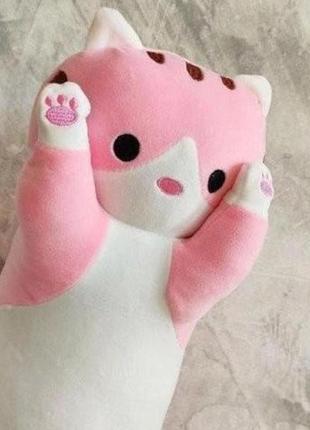 М'яка плюшева іграшка довгий кіт батон котейка-подушка 50 см. колір: рожевий3 фото