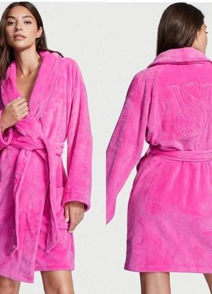 Халат victoria’s secret vs виктория сикрет выктория сикрет short cozy robe pink4 фото