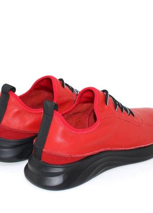 Стильные красные женские туфли/кроссовки весна-осень, кожаные/натуральная кожа-женская обувь на весну6 фото