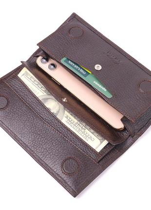 Превосходный вертикальный мужской бумажник из натуральной зернистой кожи karya 21437 коричневый5 фото