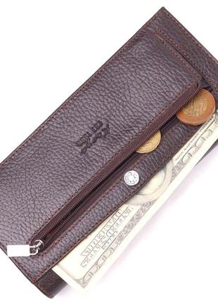Превосходный вертикальный мужской бумажник из натуральной зернистой кожи karya 21437 коричневый3 фото