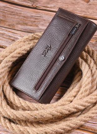 Превосходный вертикальный мужской бумажник из натуральной зернистой кожи karya 21437 коричневый7 фото