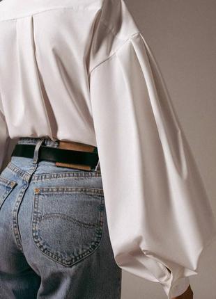 Рубашка с объемными рукавами из хлопка3 фото