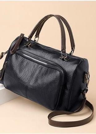 Оригінальна жіноча сумка, чорна, якісна еко-шкіра, ремінь 30смх11смх20см