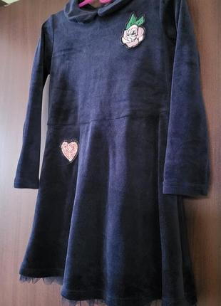 Платье бархатистое, нарядное, pocopiano, 122 рост.4 фото