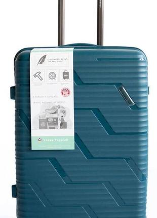 Пластиковый средний чемодан из поликарбоната 65l horoso бирюзовый1 фото