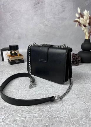 Женская кожаная сумка yves saint laurent черная сумочка на цепочке ysl silver в подарочной упаковке3 фото