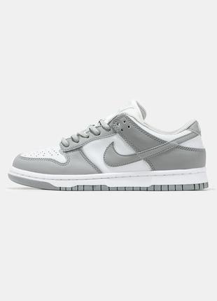 Женские кроссовки nike sb dunk low white grey / найк сб данк лоу демисезонные / весенние / летние / осенние низкие серые данки