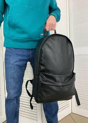 Мужской рюкзак повседневный портфель кожаный 25 л модный повседневный рюкзак кожа городской черный4 фото