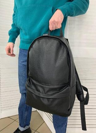Мужской рюкзак повседневный портфель кожаный 25 л модный повседневный рюкзак кожа городской черный3 фото