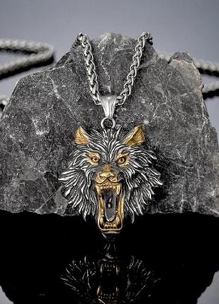 Чоловіче унісекс намисто steel rage сталь 316l скандинавський подвійний вовк гері та фреки 32 грами