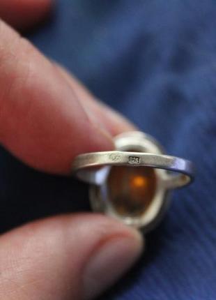 Серебро 925 крупный медовый янтарь кольцо перстень4 фото