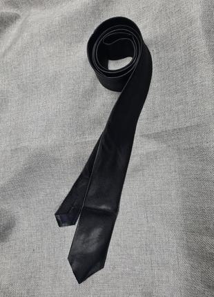 Галстук чёрный мужской однотонный, узкий чёрный галстук, галстуки, чёрный галстук, однотонный галстук чёрный