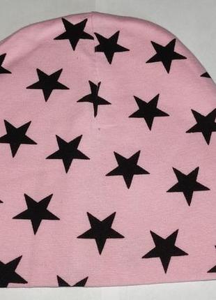 Детская тоненькая шапочка  ог 48м звёзды розовая
