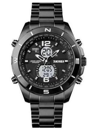 Годинник наручний чоловічий skmei 1670bkwt black-white. колір: чорний