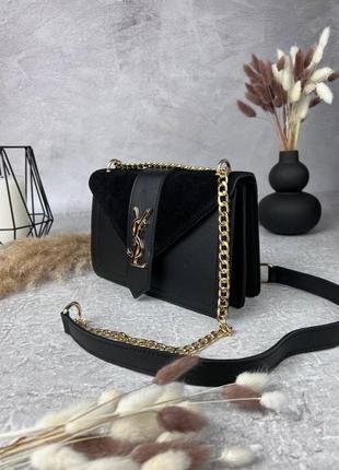 Сумка saint laurent (ysl) black замш