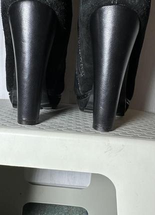Зимові чоботи сапоги на каблуку натуральна замша ( утеплені цигейкою)р.363 фото