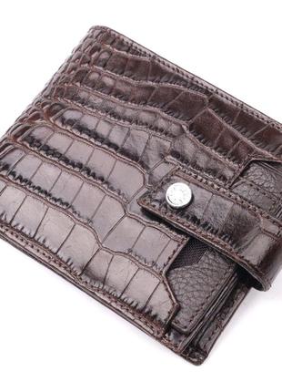 Функциональный мужской кошелек из фактурной кожи karya 21069 коричневый