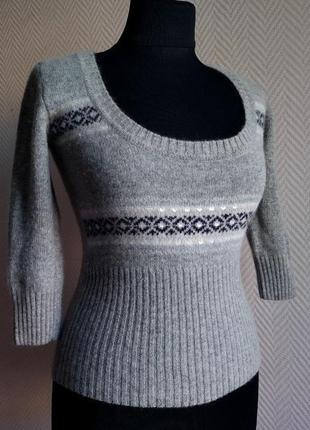 Преміум якість! топ светр з м'якої овечої вовни та ангори зі скандинавським орнаментом в паєтках2 фото