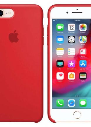 Силиконовый чехол silicone case для iphone 7 plus / 8 plus (7+ / 8+) красный red 14 (бампер)1 фото