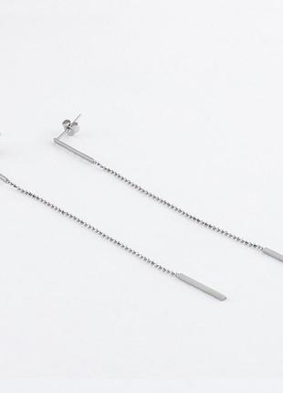 Срібні сережки з подовженою підвіскою мінімалізм