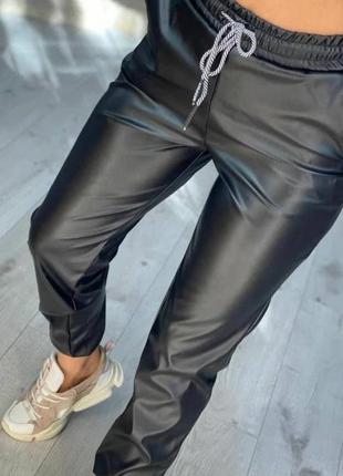 Кожаные брюки эко кожа брюки большие размеры батал