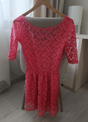Плаття платье сукня подарунок рожева гіпюрова коротенька міні мини
