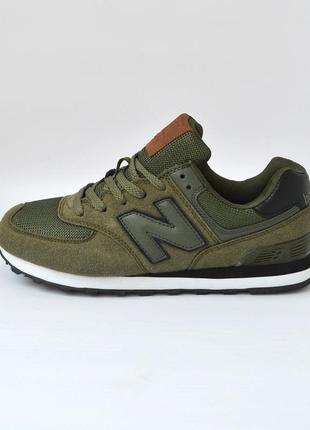 New balance 574 кросівки чоловічі хакі замшеві замша демісезон низькі демісезонні весняні відмінна якість кеди нью баланс осінні