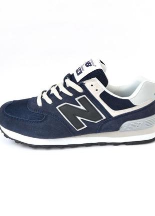 New balance 574 кросівки чоловічі замшеві нью баланс осінні кеди відмінна якість замша з сіткою весняні демісезонні демісезон низькі сині