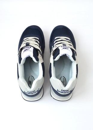 New balance 574 кросівки чоловічі замшеві нью баланс осінні кеди відмінна якість замша з сіткою весняні демісезонні демісезон низькі сині7 фото