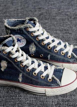 Кеди converse chuck taylor all star hi distressed denim оригінал