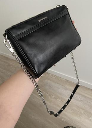 Rebecca minkoff mini mac bag шкіряна чорна оригінал бренд, брендова сумка через плече маленька3 фото