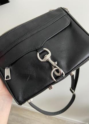 Rebecca minkoff mini mac bag кожаная черная оригинал бренд, брендовая сумка через плечо маленькая4 фото