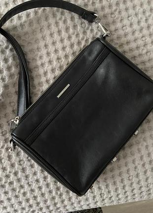 Rebecca minkoff mini mac bag кожаная черная оригинал бренд, брендовая сумка через плечо маленькая7 фото