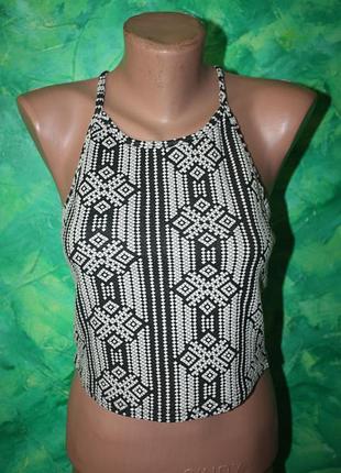 Кроп-топ в орнаментах чорно-білі бохо етно
