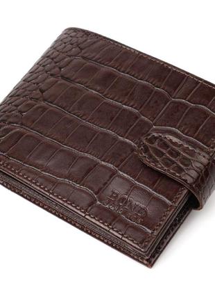 Функциональный бумажник среднего размера для мужчин из натуральной кожи с тиснением под крокодила bond 21999