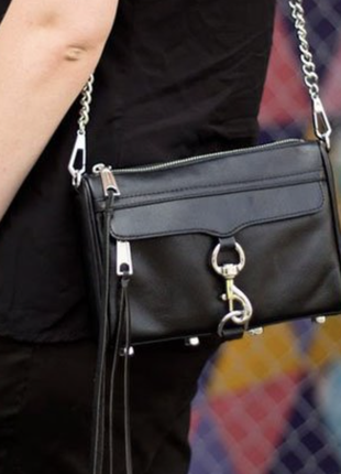 Rebecca minkoff mini mac bag шкіряна чорна оригінал бренд, брендова сумка через плече маленька1 фото