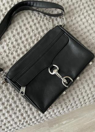 Rebecca minkoff mini mac bag кожаная черная оригинал бренд, брендовая сумка через плечо маленькая9 фото