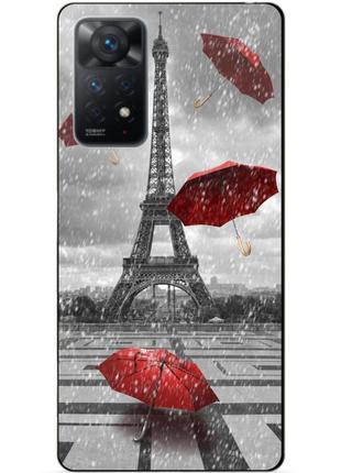 Силиконовый бампер чехол для xiaomi redmi note 11 pro с картинкой дождь в париже