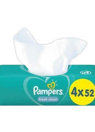 Дитячі вологі серветки pampers fresh clean 4х52 шт (8001841077949)2 фото