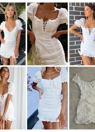 Стильное белое платье модное платье