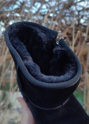 Угги ботинки снегоходы дутики уги унты сапоги черные замшевые замш натуральные черные зимние теплые6 фото