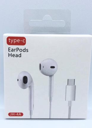 Наушники вкладыши earpods head type-c jh-4a