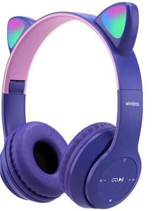 Навушники bluetooth кшкі catear led бездротові rgb фіолетові